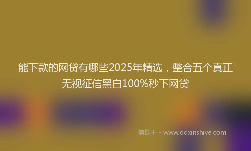 能下款的网贷有哪些2025年精选，整合五个真正无视征信黑白100%秒下网贷