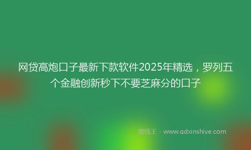 网贷高炮口子最新下款软件2025年精选，罗列五个金融创新秒下不要芝麻分的口子