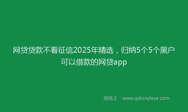 网贷贷款不看征信2025年精选，归纳5个5个黑户可以借款的网贷app