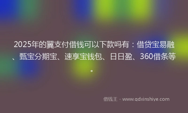 2025年的翼支付借钱可以下款吗有：借贷宝易融、甄宝分期宝、速享宝钱包、日日盈、360借条等。