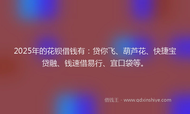2025年的花钡借钱有：贷你飞、葫芦花、快捷宝贷融、钱速借易行、宜口袋等。