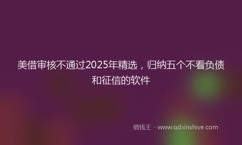 美借审核不通过2025年精选，归纳五个不看负债和征信的软件