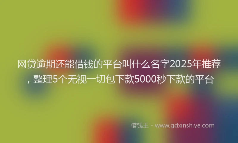 网贷逾期还能借钱的平台叫什么名字2025年推荐，整理5个无视一切包下款5000秒下款的平台
