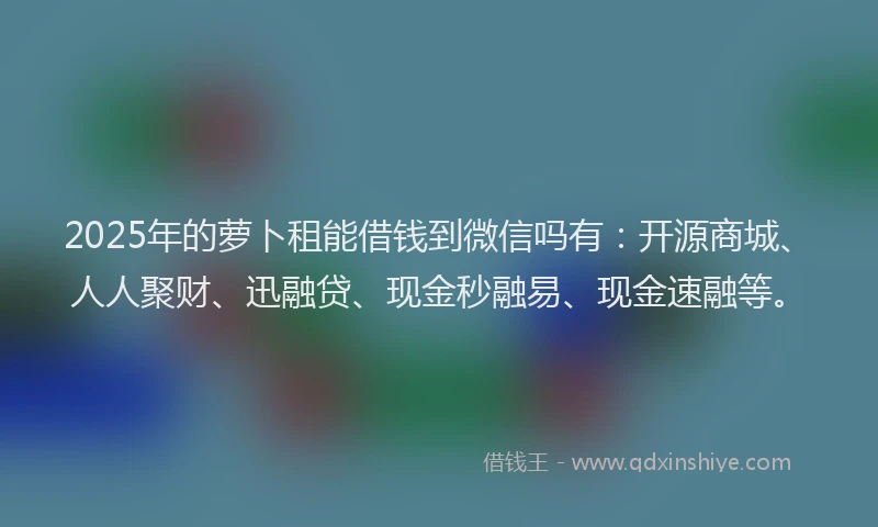 2025年的萝卜租能借钱到微信吗有：开源商城、人人聚财、迅融贷、现金秒融易、现金速融等。