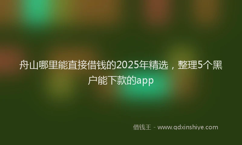 舟山哪里能直接借钱的2025年精选，整理5个黑户能下款的app