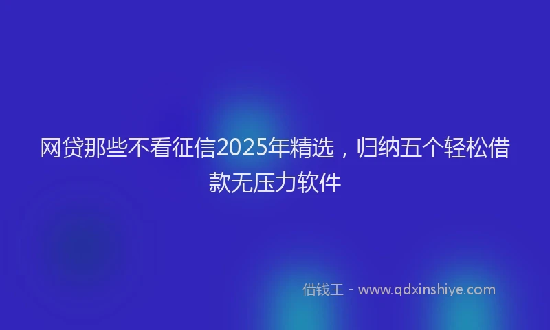 网贷那些不看征信2025年精选，归纳五个轻松借款无压力软件
