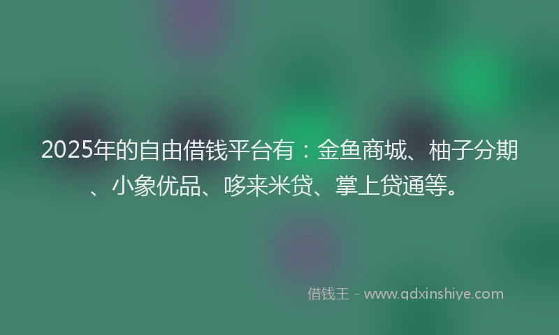 2025年的自由借钱平台有：金鱼商城、柚子分期、小象优品、哆来米贷、掌上贷通等。