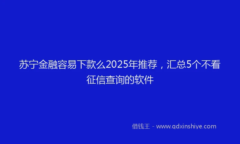 苏宁金融容易下款么2025年推荐，汇总5个不看征信查询的软件