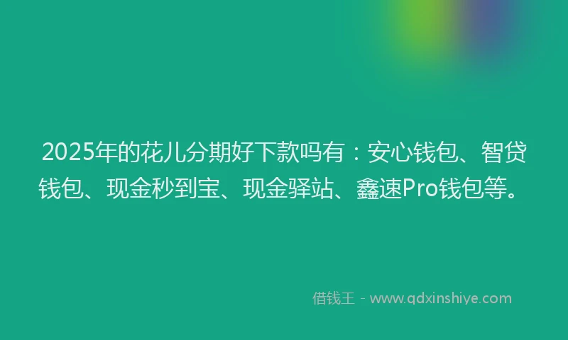 2025年的花儿分期好下款吗有：安心钱包、智贷钱包、现金秒到宝、现金驿站、鑫速Pro钱包等。