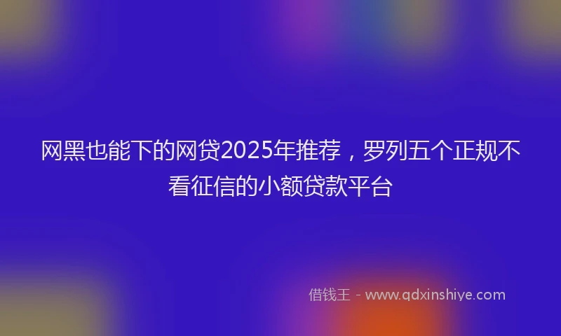 网黑也能下的网贷2025年推荐，罗列五个正规不看征信的小额贷款平台