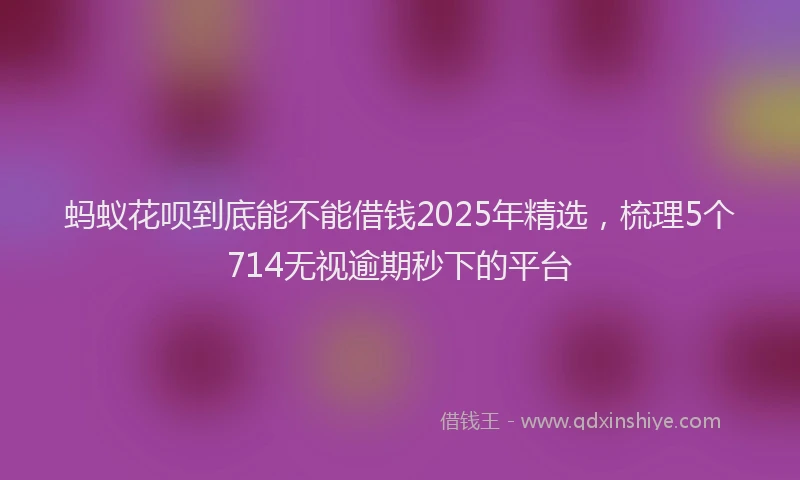 蚂蚁花呗到底能不能借钱2025年精选，梳理5个714无视逾期秒下的平台