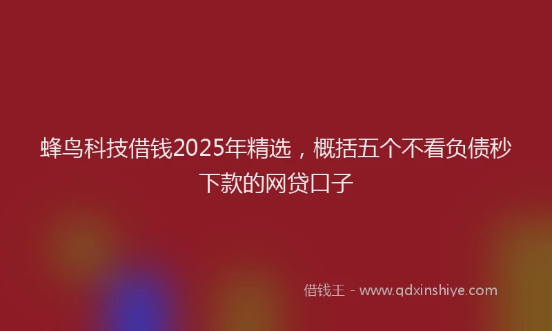 蜂鸟科技借钱2025年精选，概括五个不看负债秒下款的网贷口子