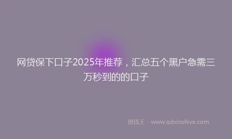 网贷保下口子2025年推荐，汇总五个黑户急需三万秒到的的口子