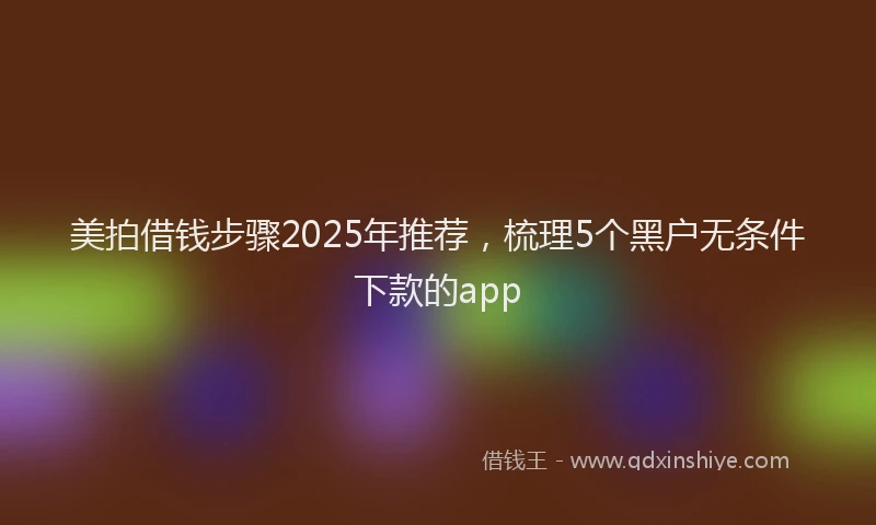 美拍借钱步骤2025年推荐，梳理5个黑户无条件下款的app