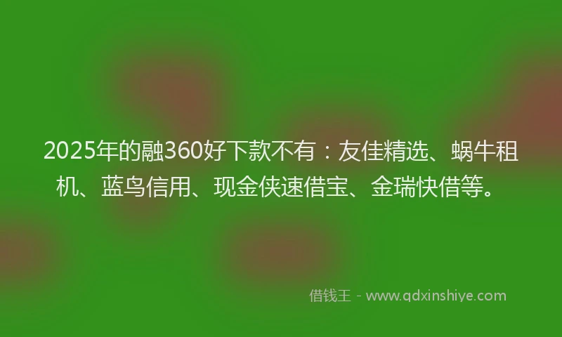 2025年的融360好下款不有：友佳精选、蜗牛租机、蓝鸟信用、现金侠速借宝、金瑞快借等。