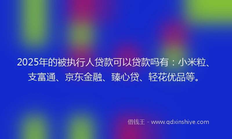 2025年的被执行人贷款可以贷款吗有：小米粒、支富通、京东金融、臻心贷、轻花优品等。