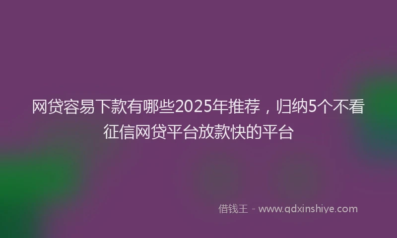 网贷容易下款有哪些2025年推荐，归纳5个不看征信网贷平台放款快的平台