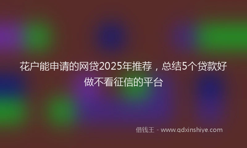 花户能申请的网贷2025年推荐，总结5个贷款好做不看征信的平台