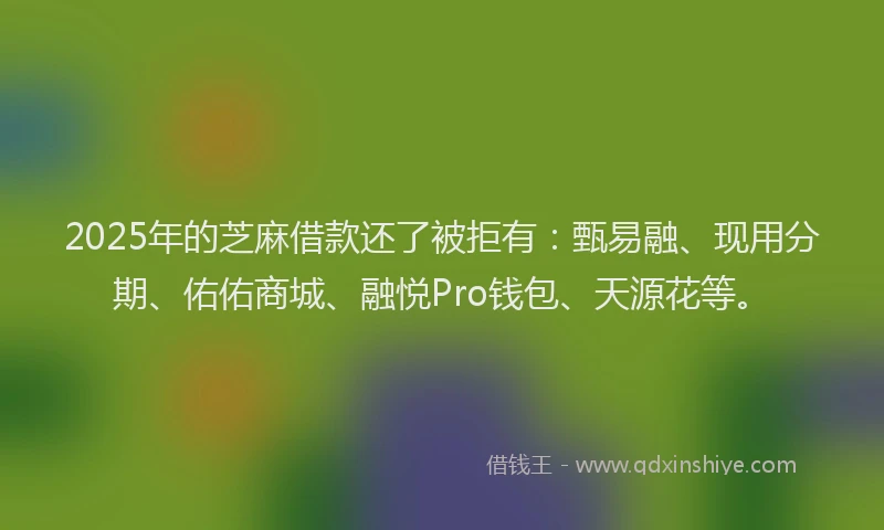 2025年的芝麻借款还了被拒有：甄易融、现用分期、佑佑商城、融悦Pro钱包、天源花等。