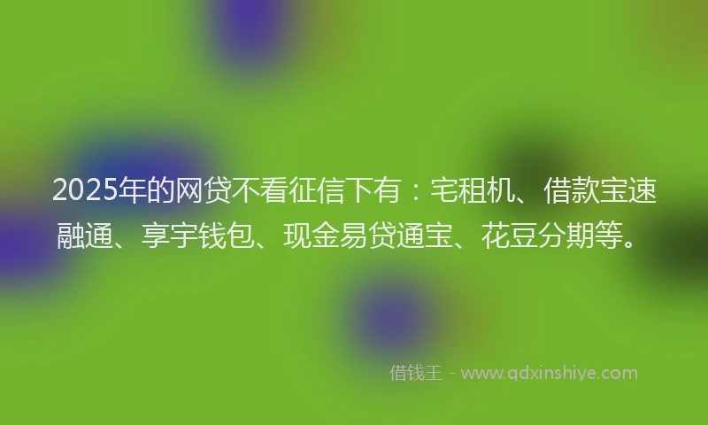 2025年的网贷不看征信下有：宅租机、借款宝速融通、享宇钱包、现金易贷通宝、花豆分期等。