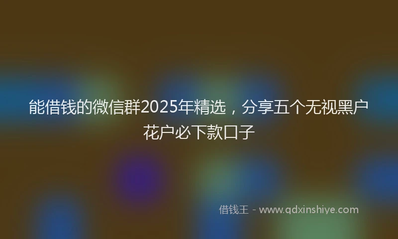能借钱的微信群2025年精选，分享五个无视黑户花户必下款口子