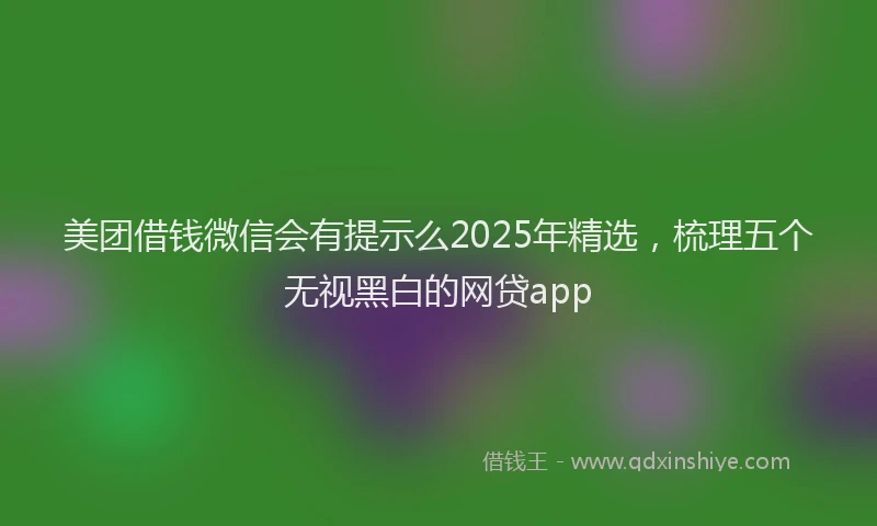 美团借钱微信会有提示么2025年精选，梳理五个无视黑白的网贷app