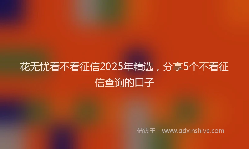 花无忧看不看征信2025年精选，分享5个不看征信查询的口子