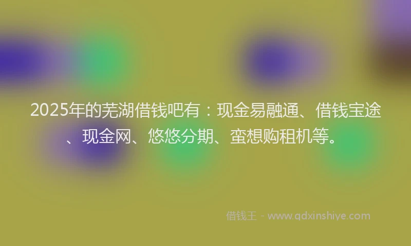 2025年的芜湖借钱吧有：现金易融通、借钱宝途、现金网、悠悠分期、蛮想购租机等。