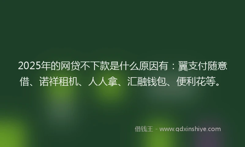 2025年的网贷不下款是什么原因有：翼支付随意借、诺祥租机、人人拿、汇融钱包、便利花等。