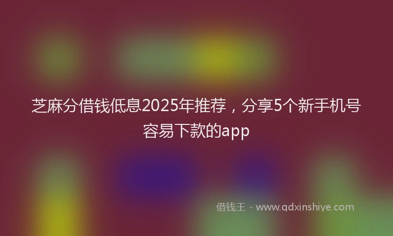 芝麻分借钱低息2025年推荐，分享5个新手机号容易下款的app