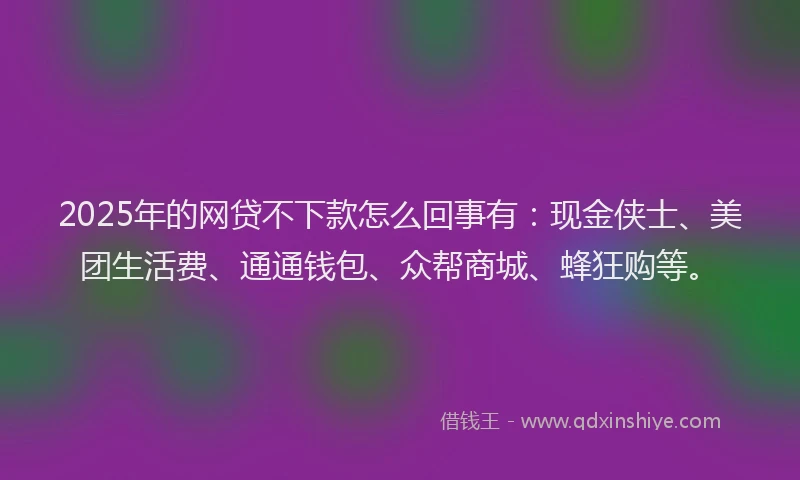 2025年的网贷不下款怎么回事有：现金侠士、美团生活费、通通钱包、众帮商城、蜂狂购等。