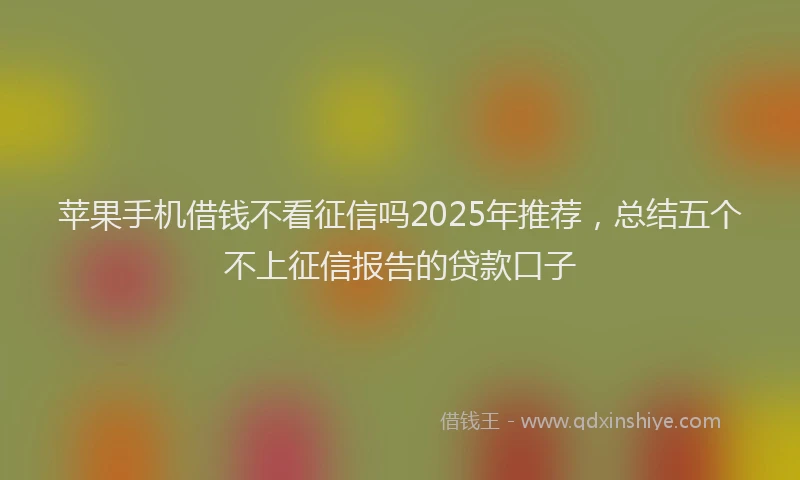 苹果手机借钱不看征信吗2025年推荐，总结五个不上征信报告的贷款口子