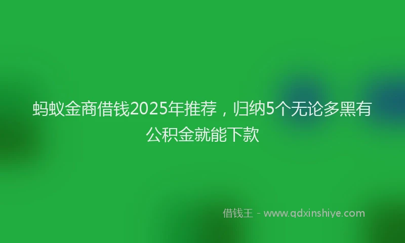 蚂蚁金商借钱2025年推荐，归纳5个无论多黑有公积金就能下款