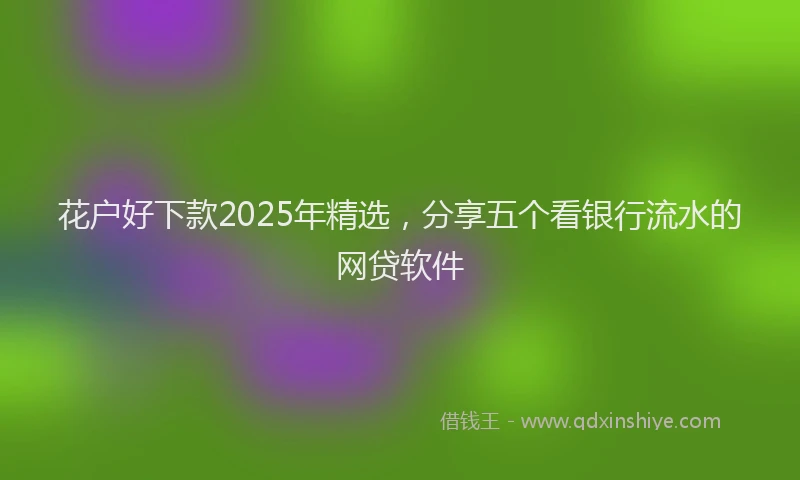花户好下款2025年精选，分享五个看银行流水的网贷软件