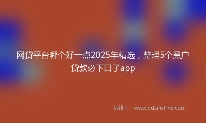 网贷平台哪个好一点2025年精选，整理5个黑户贷款必下口子app