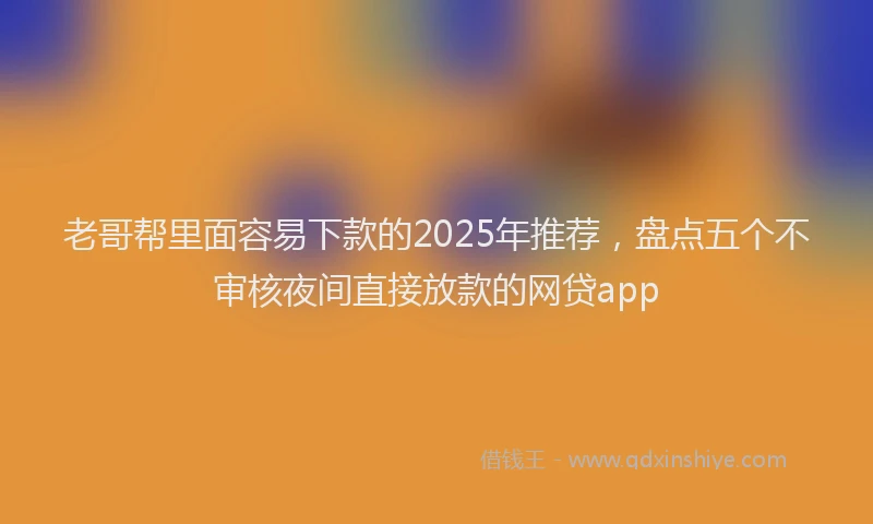 老哥帮里面容易下款的2025年推荐，盘点五个不审核夜间直接放款的网贷app