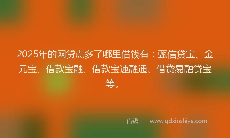 2025年的网贷点多了哪里借钱有：甄信贷宝、金元宝、借款宝融、借款宝速融通、借贷易融贷宝等。