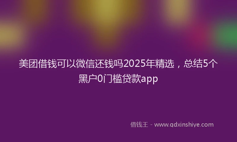 美团借钱可以微信还钱吗2025年精选，总结5个黑户0门槛贷款app