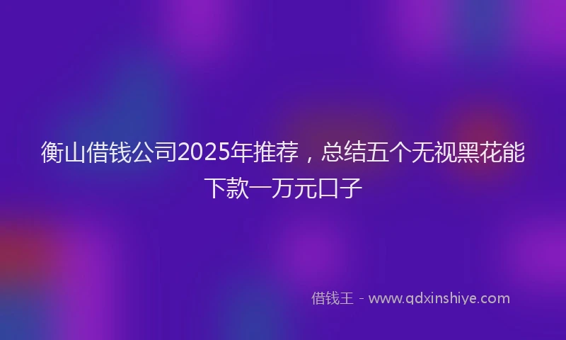 衡山借钱公司2025年推荐，总结五个无视黑花能下款一万元口子