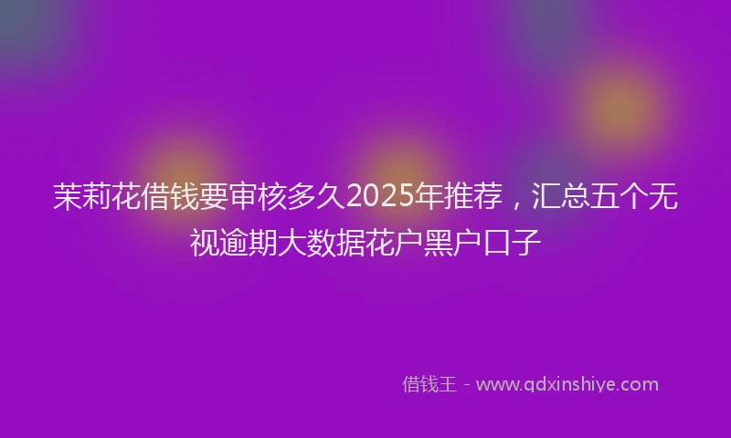 茉莉花借钱要审核多久2025年推荐，汇总五个无视逾期大数据花户黑户口子