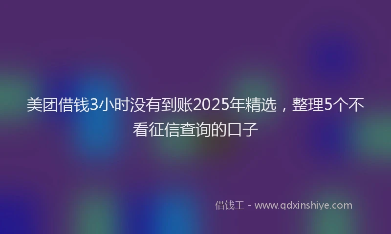 美团借钱3小时没有到账2025年精选，整理5个不看征信查询的口子