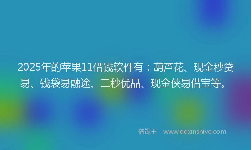 2025年的苹果11借钱软件有：葫芦花、现金秒贷易、钱袋易融途、三秒优品、现金侠易借宝等。