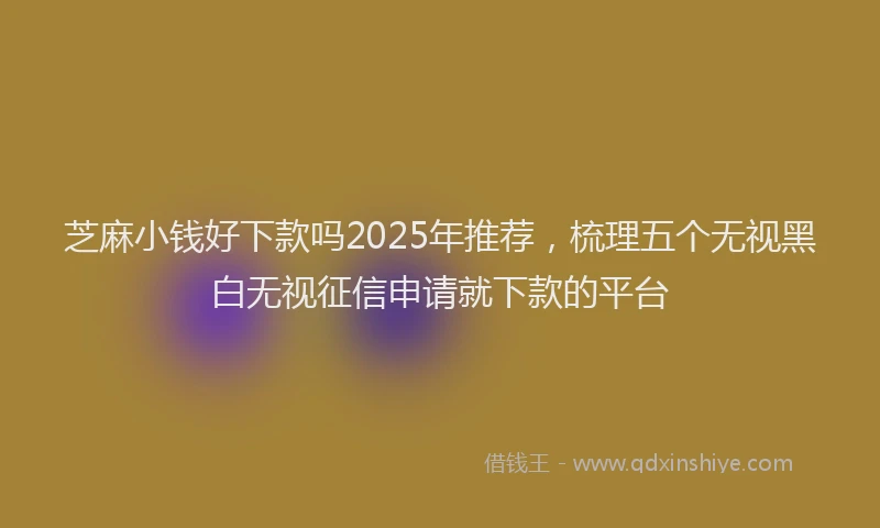 芝麻小钱好下款吗2025年推荐，梳理五个无视黑白无视征信申请就下款的平台