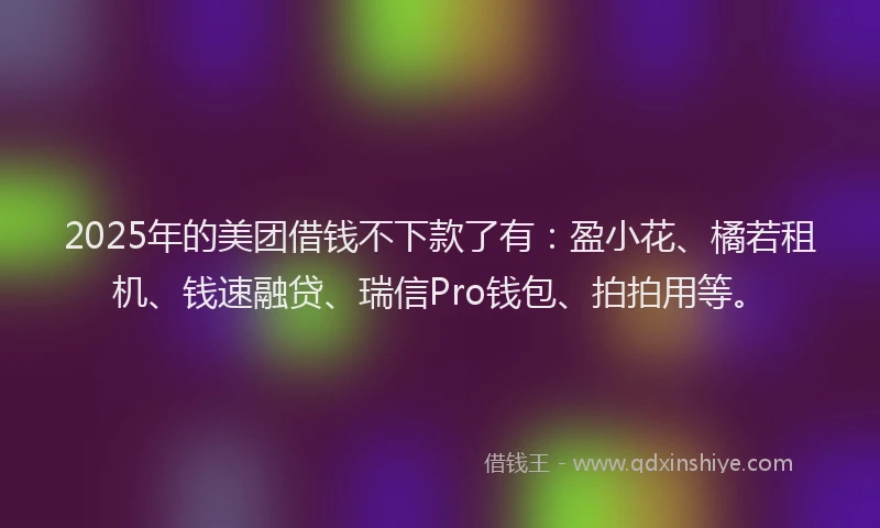2025年的美团借钱不下款了有：盈小花、橘若租机、钱速融贷、瑞信Pro钱包、拍拍用等。