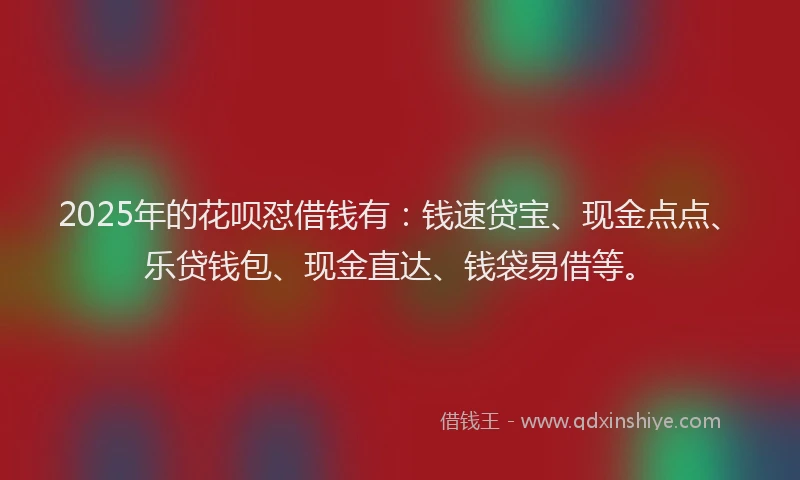 2025年的花呗怼借钱有：钱速贷宝、现金点点、乐贷钱包、现金直达、钱袋易借等。