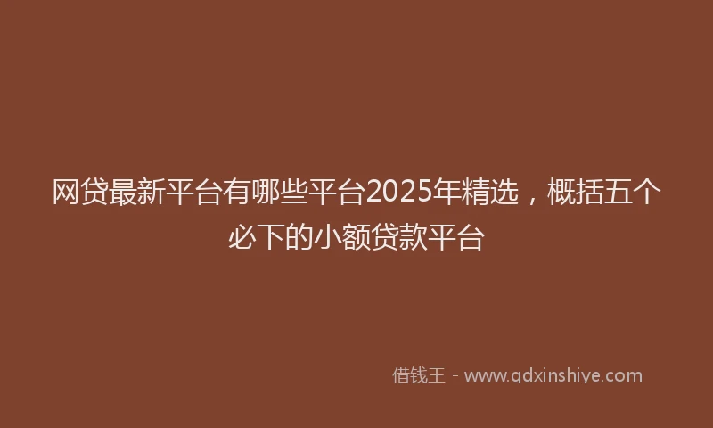 网贷最新平台有哪些平台2025年精选，概括五个必下的小额贷款平台