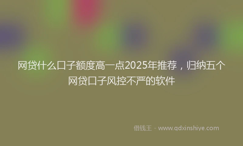 网贷什么口子额度高一点2025年推荐，归纳五个网贷口子风控不严的软件