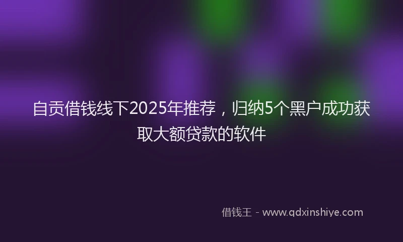 自贡借钱线下2025年推荐，归纳5个黑户成功获取大额贷款的软件