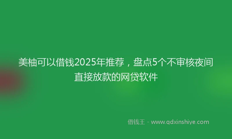美柚可以借钱2025年推荐，盘点5个不审核夜间直接放款的网贷软件