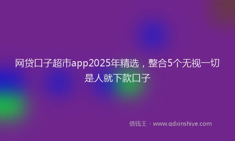 网贷口子超市app2025年精选，整合5个无视一切是人就下款口子